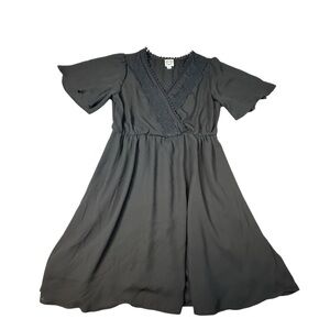 Blue Rain Dress Large Black Short Sleeve Pullover Casual Shift